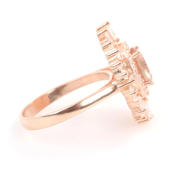 925 Ayar Gümüş Oval Zultanit, Baget ve Zirkon Taş Yüzük - Resim 6