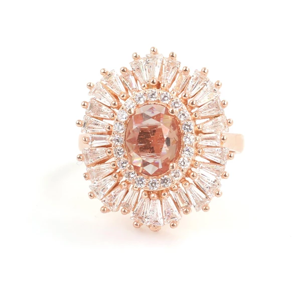 925 Ayar Gümüş Oval Zultanit, Baget ve Zirkon Taş Yüzük - Resim 7