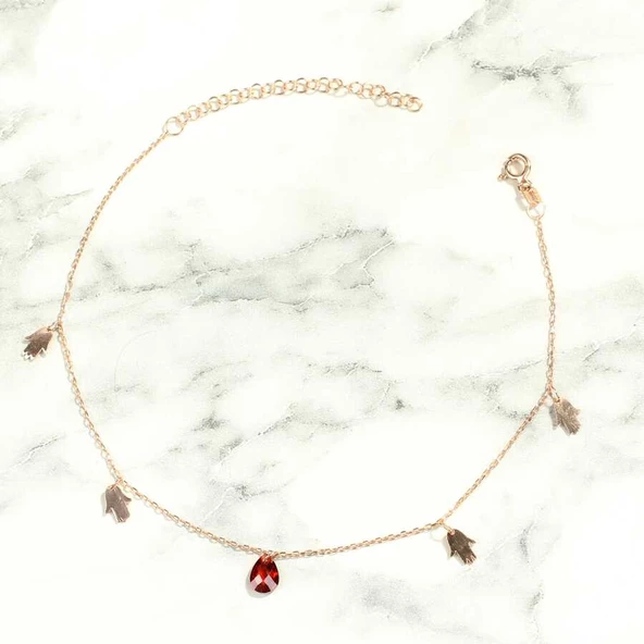 925 Ayar Gümüş Yakut Taşlı El Modeli Halhal - 4