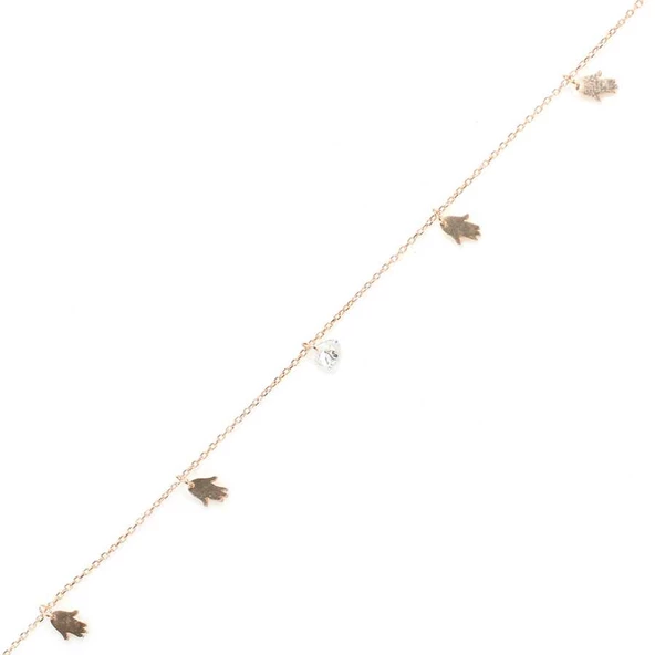 925 Ayar Gümüş Zirkon Taşlı El Modeli Halhal ürün görseli 1