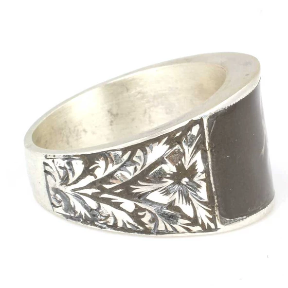 925 Ayar gümüş Kemal Atatürk Fotoğraflı Erkek Yüzük - Resim 3