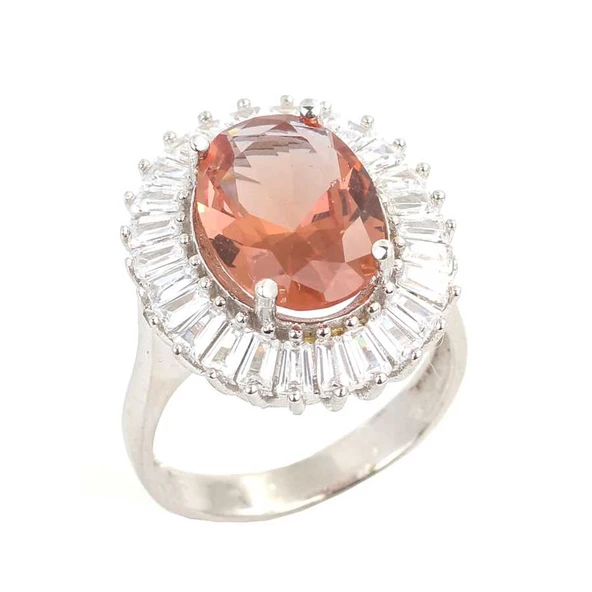 Gümüş Oval Zultanit Taşlı Baget Yüzük ürün görseli 1