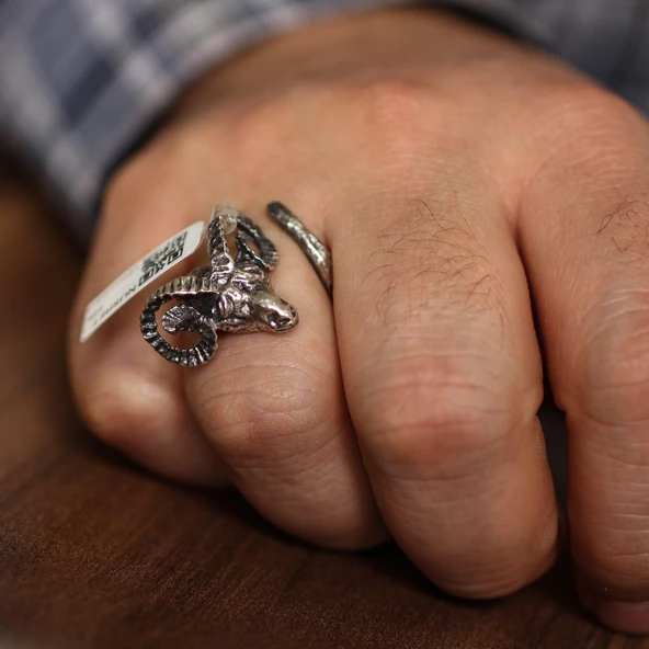 Gümüş Koç Başı Elişi Yüzük ürün görseli 1