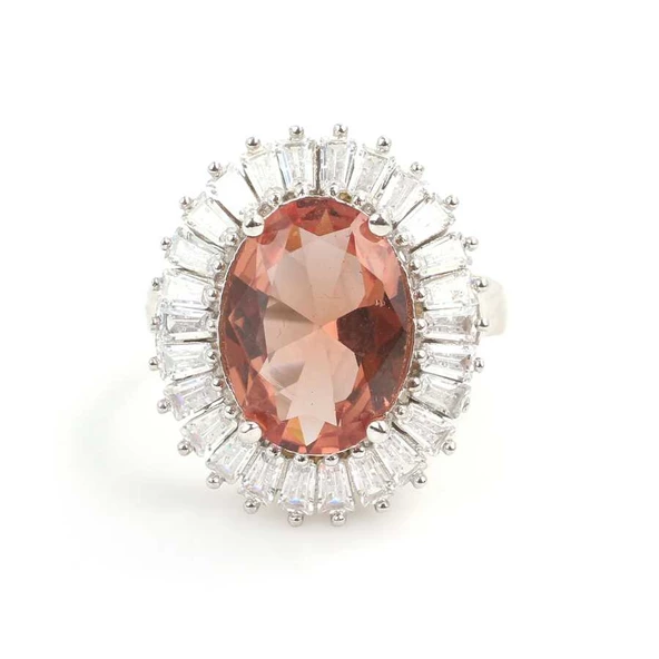 Gümüş Oval Zultanit Taşlı Baget Yüzük - Resim 3