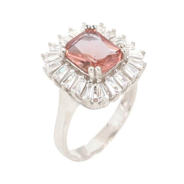 925 Ayar Gümüş Dikdörtgen Zultanit ve Baget Taş Yüzük ürün görseli