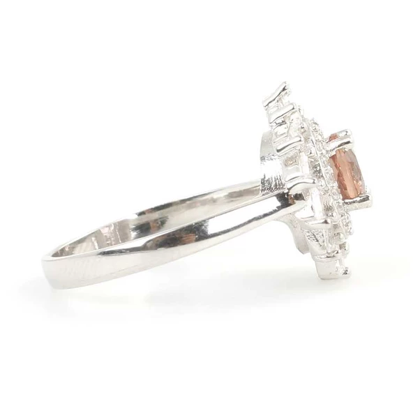 925 Ayar Gümüş Rüzgar Gülü Model Sultanayt ve Baget Taşlı Yüzük - Resim 3