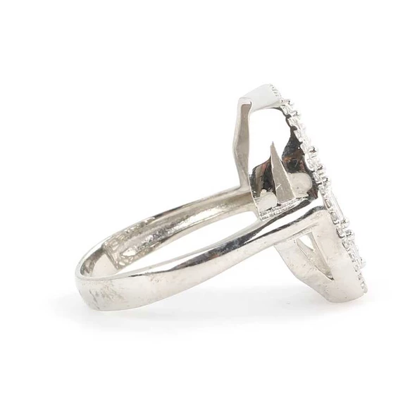 925 Ayar Gümüş Kare Model Baget Taşlı Yüzük - Resim 3