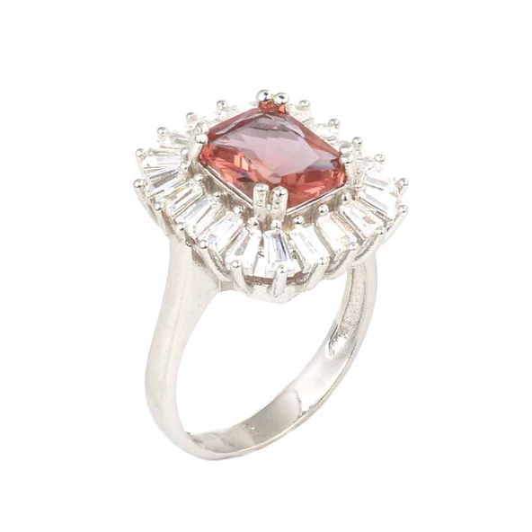 925 Ayar Gümüş Kare Zultanit ve Baget Taşlı Yüzük ürün görseli 1