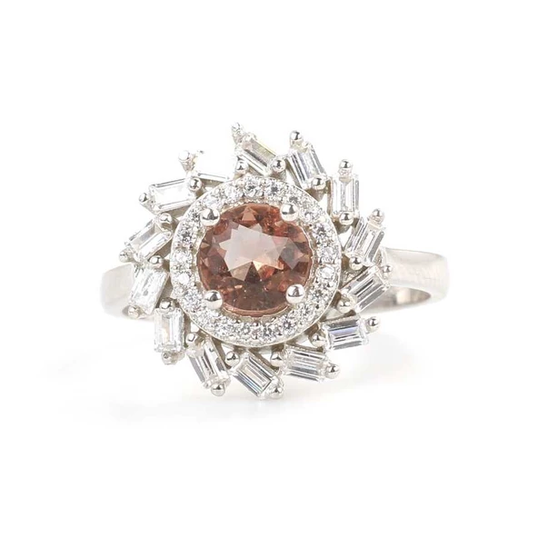 925 Ayar Gümüş Rüzgar Gülü Model Sultanayt ve Baget Taşlı Yüzük - Resim 4