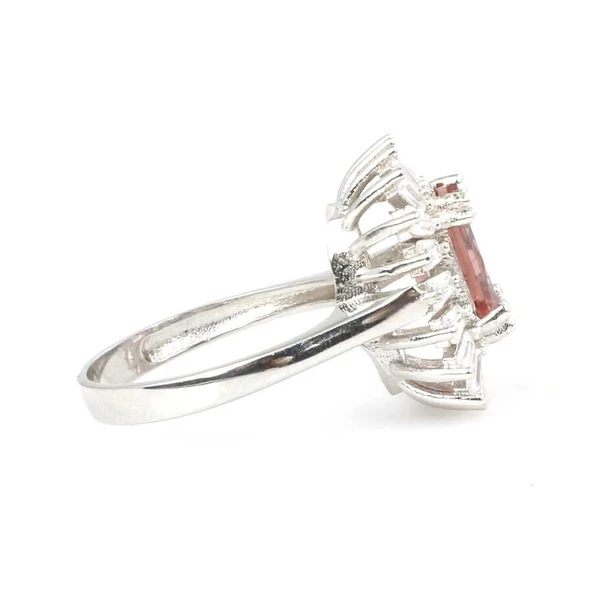 925 Ayar Gümüş Kare Zultanit ve Baget Taşlı Yüzük - Resim 3