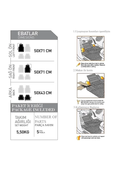 VOLVO V70 1996-2000 İcon Kırmızı Oto Paspas Seti - Resim 3