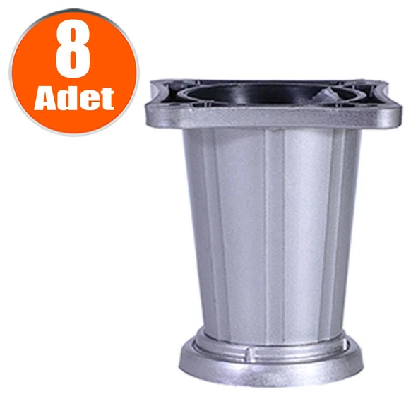 8 Adet Ayarlanabilir Dolap Mobilya Tezgah Koltuk Kanepe Puf Tezgah Ayağı Ayakları 8 Cm Gri Saten
