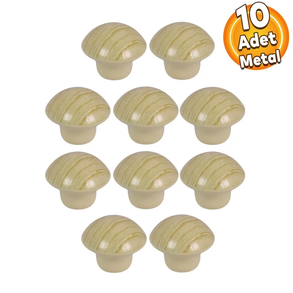 Mantar Düğme Mobilya Mutfak Çekmece Dolap Dolabı Kapak Kulbu Kulpu Kulpları Çam Rengi Metal 10 Adet