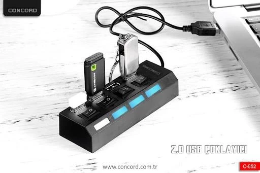 Concord C852 Usb 2.0 Hub Açma Kapama Anahtarlı Işıklı Usb Çoğaltıcı - 6