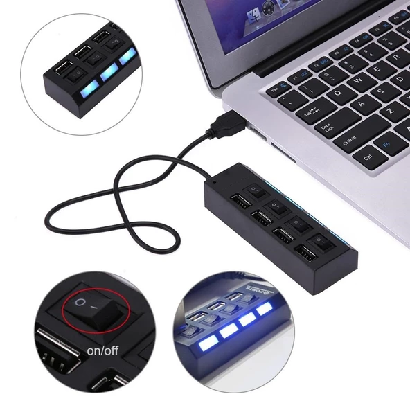 Concord C852 Usb 2.0 Hub Açma Kapama Anahtarlı Işıklı Usb Çoğaltıcı - 3