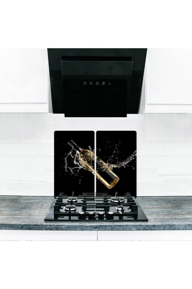 Cam Ocak Koruyucu ve Kesim Tablası Şampanya (60cm x 52cm) 2 Parça, 4'lü Ocaklar ürün görseli