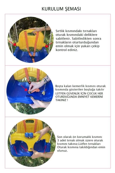 Çocuk & Bebek Salıncağı | Salıncak Emniyet Kemerli Siyah Beyaz - 5
