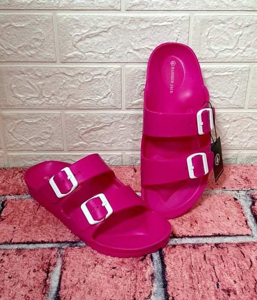 Hammerjack 234 Fuşya Pembe Çift Tokalı Havuz Plaj Günlük Terlik - Resim 8