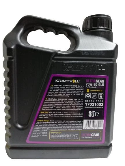 KRAFTVOLL ŞANZIMAN YAĞI ULTRAGEAR SENTETİK GL-5 75W-80 3 LT ÜRETİM :2022 - 2