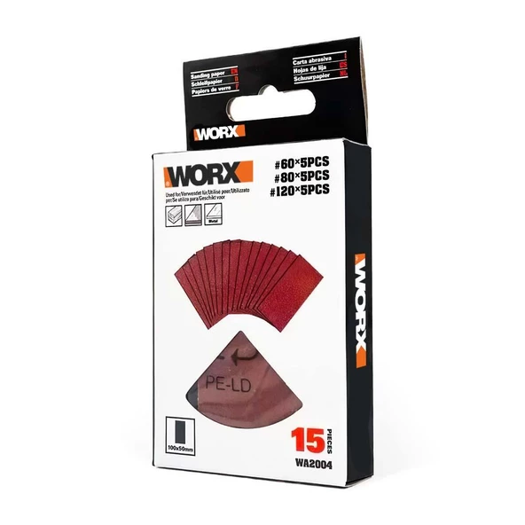 Worx Wa2004 100X50mm 60, 80, 120 Kum, 15 Adet Cırtlı Universal Zımpara Kâğıdı Seti - 3