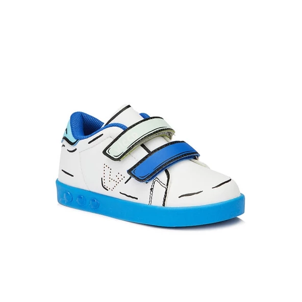 Vicco Picasso Işıklı Erkek Bebe Beyaz/Saks Mavi Sneaker