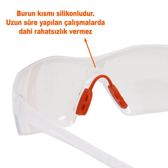 Baymax İş Güvenlik Gözlüğü Çapak Koruyucu Gözlük S1100 Şeffaf (12 ADET) - 2