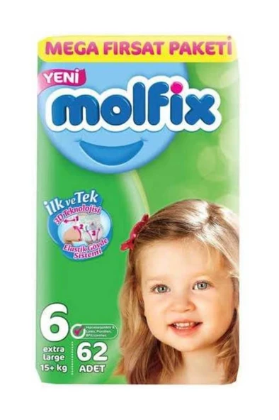 Molfix 3D Bebek Bezi 6 Numara Xlarge Ultra Fırsat Paketi 62 Adet - 2