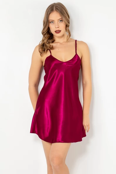 DoReMi İnce Askılı Saten Gecelik - Resim 3