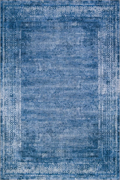 Çerçeve Desenli Pamuk Taban Dijital Baskılı Dekoratif Halı  MAVİ 160X230