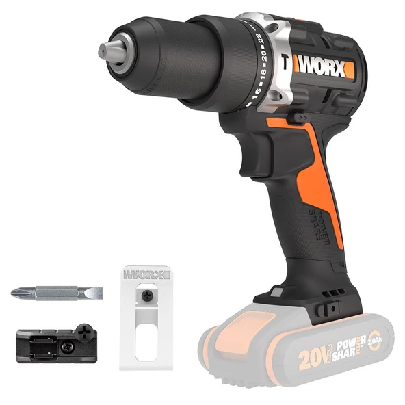 Worx Wx352.9 20Volt Kömürsüz Profesyonel Şarjlı Darbeli Matkap (Akü Dahil Değildir)