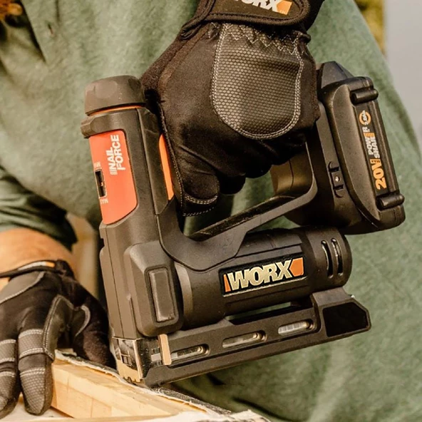 Worx Wx843 20Volt/2.0Ah. Li-İon Şarjlı Profesyonel 6-14Mm Zımba Ve 15Mm Çivi Çakma + 3500 Adet Yedek Zımba Ve Çivi - 4