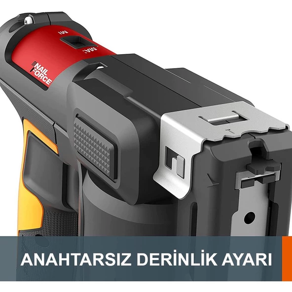 Worx Wx843 20Volt/2.0Ah. Li-İon Şarjlı Profesyonel 6-14Mm Zımba Ve 15Mm Çivi Çakma + 3500 Adet Yedek Zımba Ve Çivi - 3