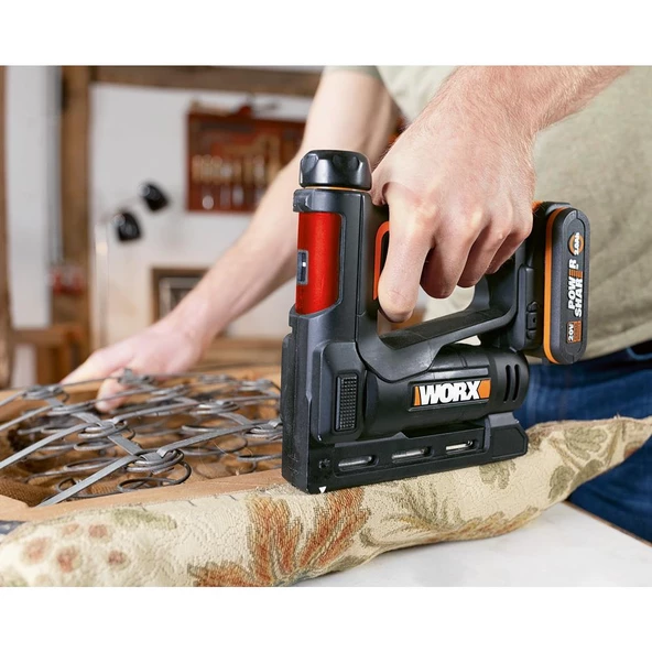 Worx Wx843 20Volt/2.0Ah. Li-İon Şarjlı Profesyonel 6-14Mm Zımba Ve 15Mm Çivi Çakma + 3500 Adet Yedek Zımba Ve Çivi - 5