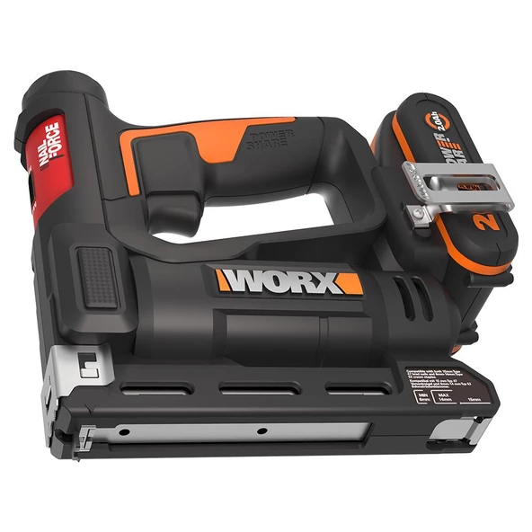 Worx Wx843 20Volt/2.0Ah. Li-İon Şarjlı Profesyonel 6-14Mm Zımba Ve 15Mm Çivi Çakma + 3500 Adet Yedek Zımba Ve Çivi - 12
