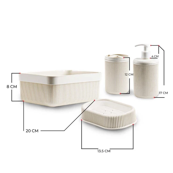 Hometarz 4 lü Plastik Banyo Seti Fırçalık Sabunluk Organizer - 6