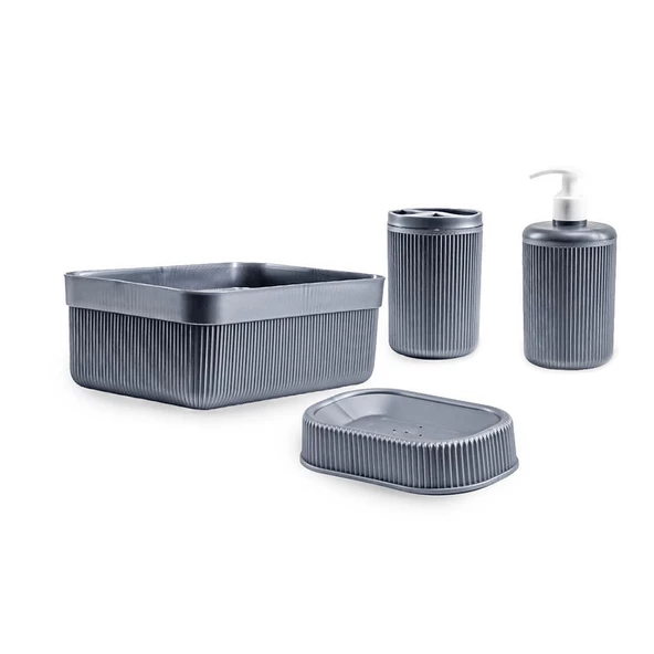 Hometarz 4 lü Plastik Banyo Seti Fırçalık Sabunluk Organizer - 2