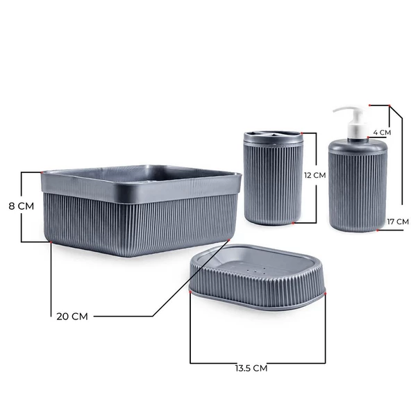 Hometarz 4 lü Plastik Banyo Seti Fırçalık Sabunluk Organizer - 3