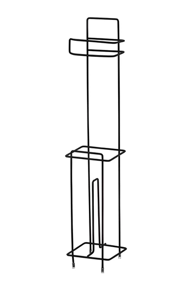 SAS Ayaklı Wc Kağıtlı Yedek Kağıt Hazneli Tuvalet Kağıtlığı Siyah - Resim 3