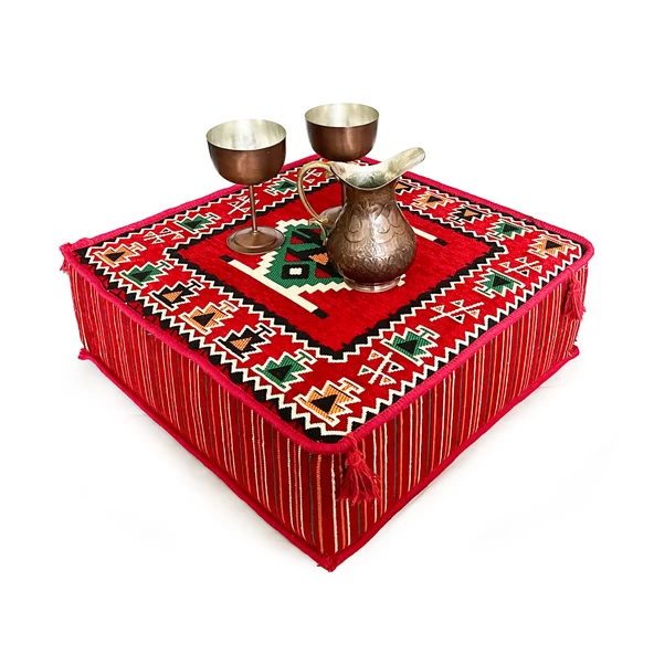 Shark Anatolia Şark Köşesi Masası Puf Zeugma Kırmızı - 6