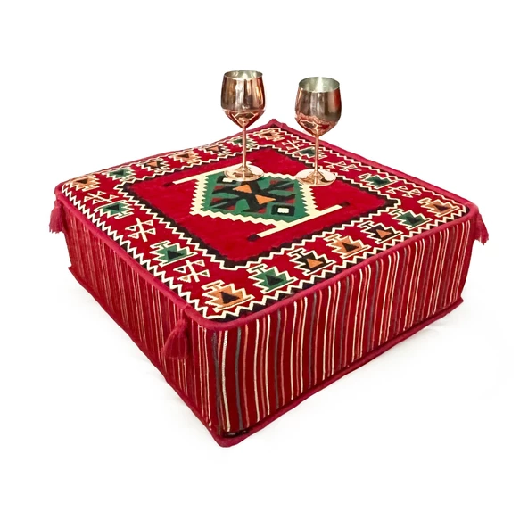 Shark Anatolia Şark Köşesi Masası Puf Zeugma Kırmızı - 4