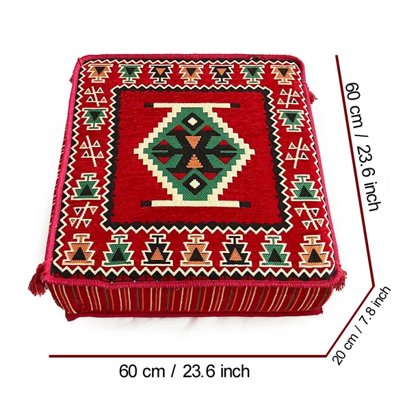 Shark Anatolia Şark Köşesi Masası Puf Zeugma Kırmızı - 2