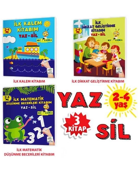 2-4 Yaş Evde Etkinlik Seti Mucit Karınca Serisi Yaz Sil Kitaplar