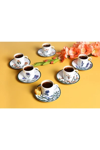 Porland Flower Garden Kahve Fincan Takımı 6 Kişilik 12 Parça 90cc - 6