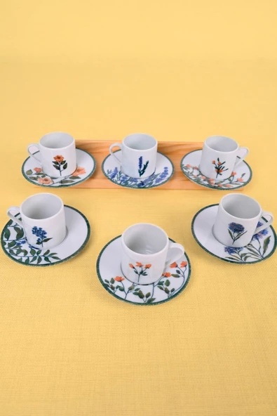 Porland Flower Garden Kahve Fincan Takımı 6 Kişilik 12 Parça 90cc - 7