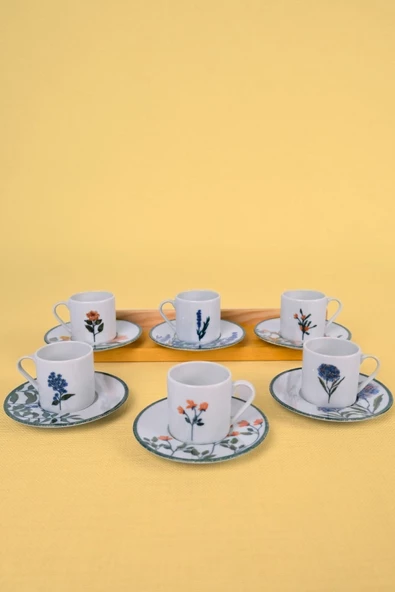 Porland Flower Garden Kahve Fincan Takımı 6 Kişilik 12 Parça 90cc - 2