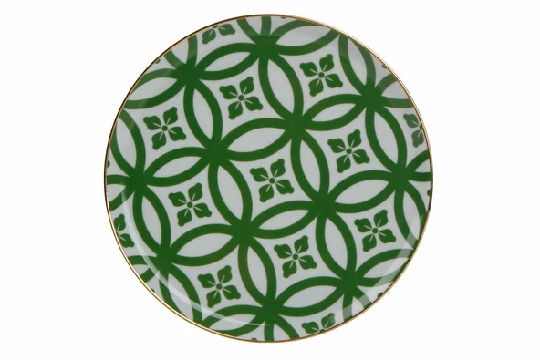 Porland Morocco Desen Yeşil Düz Tabak 20cm