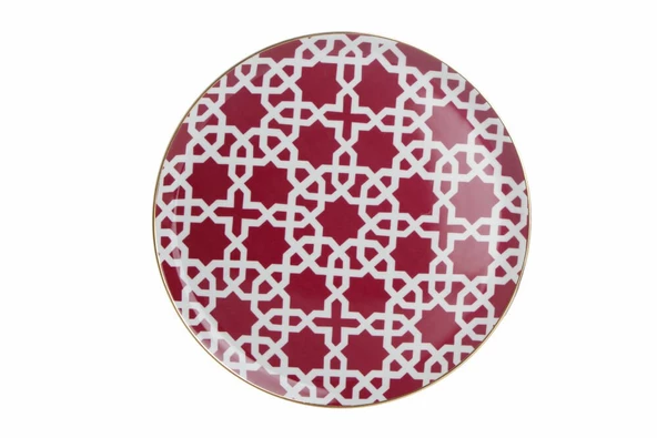 Porland Morocco Desen Fuşya Düz Tabak 28cm