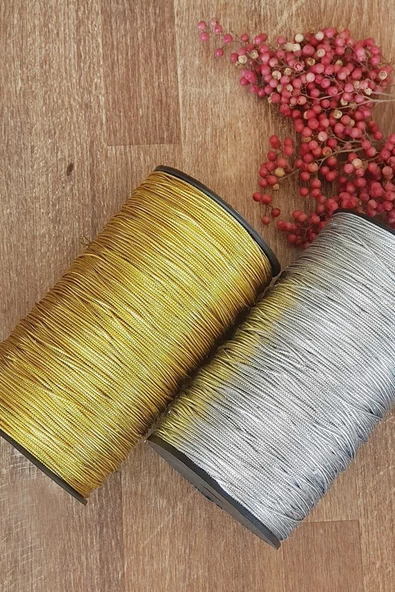 20 Metre Dekoratif Simli Gold Monofil Paketleme İpi - 2