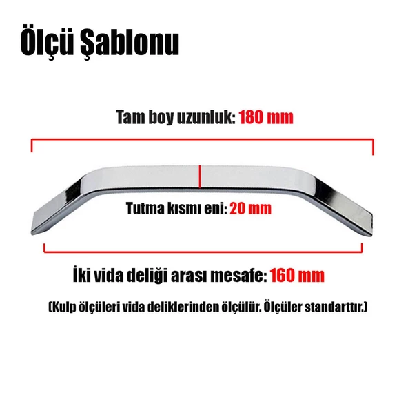 Şahin Çekmece Mutfak Dolap Kapak Kulpu Kulbu 160 mm Metal Kulp - Resim 4