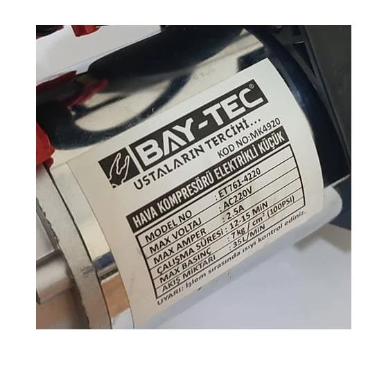 Bay-Tec Hava Kompresörü Elektrikli Küçük Mk-4920 - 3